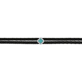 0.06ct Diamond & 0.25ct Composite Turquoise 14k White Gold Clover Cord Choker Necklace